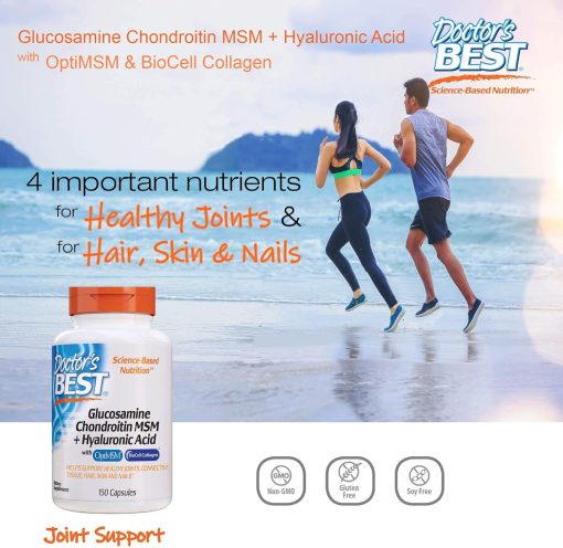 Doctor's Best Glucosamine Chondoitin MSM + Hyaluronic Acid - 150 veggie capsules