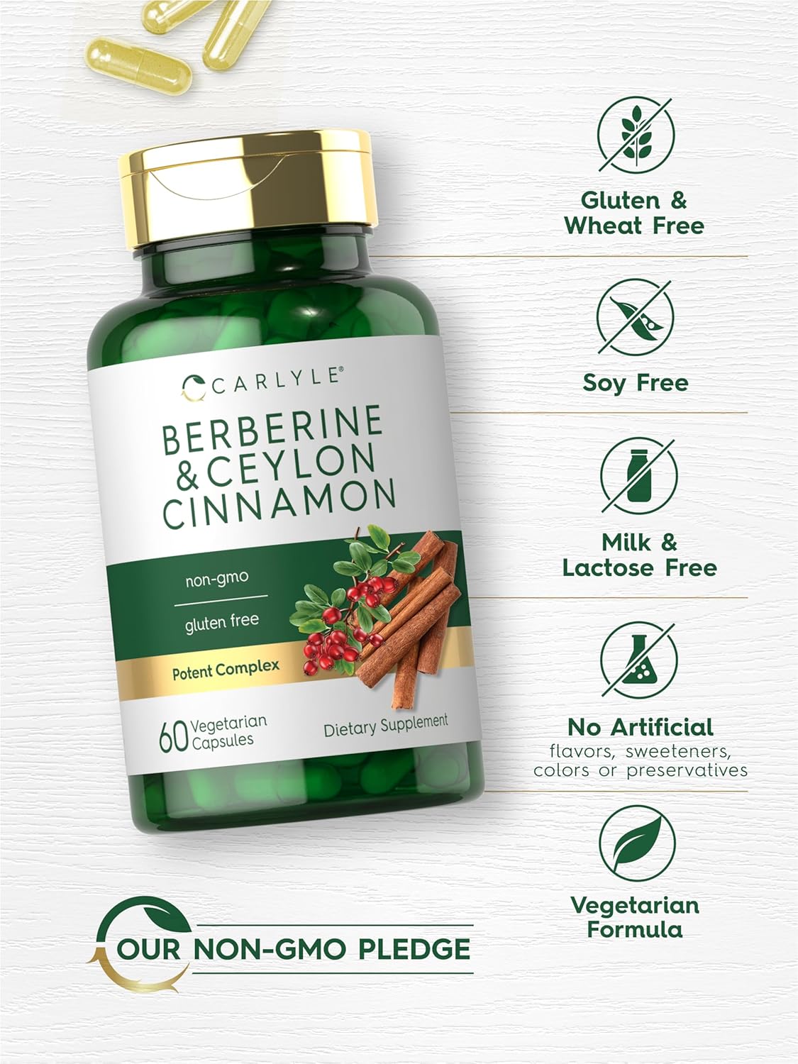 Berberine With Ceylon Cinnamon 25600mg – 120 Capsules For Heart & Immune Health