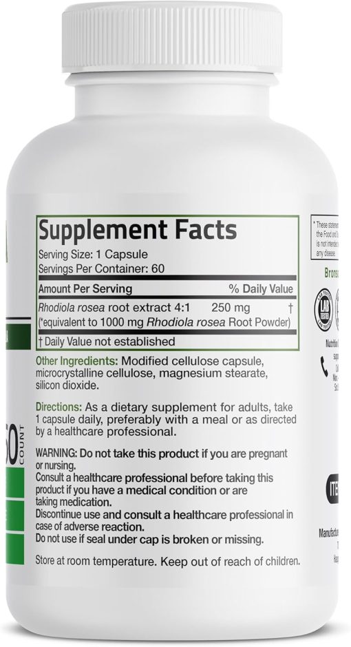 Bronson Rhodiola Rosea - 60 vegetarian capsules