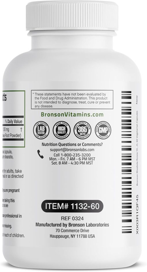 Bronson Rhodiola Rosea - 60 vegetarian capsules