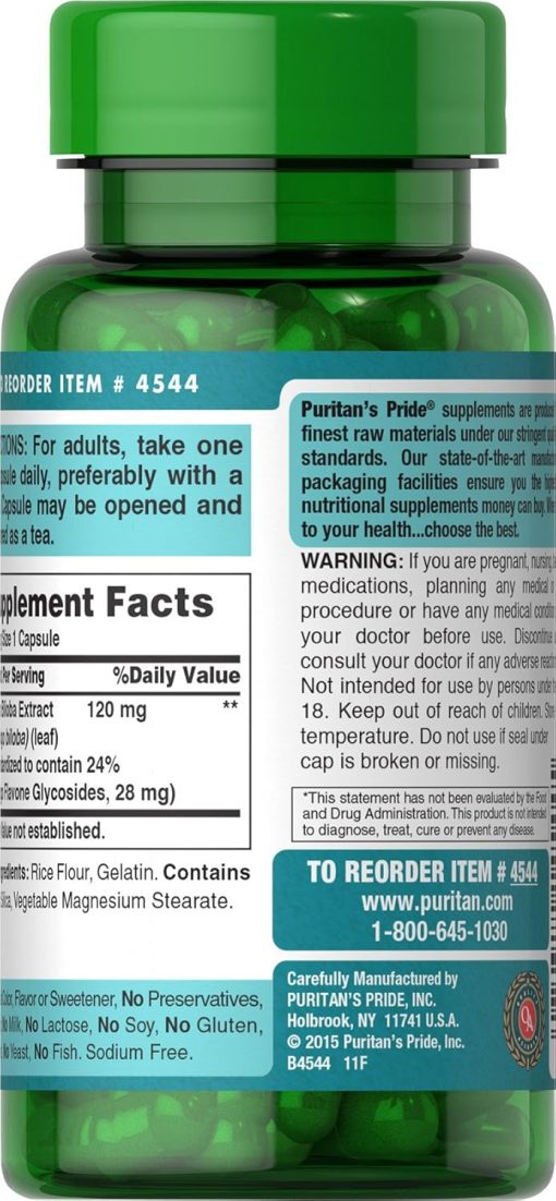 Puritan's Pride Ginkgo Biloba (120 mg) - 100 capsules