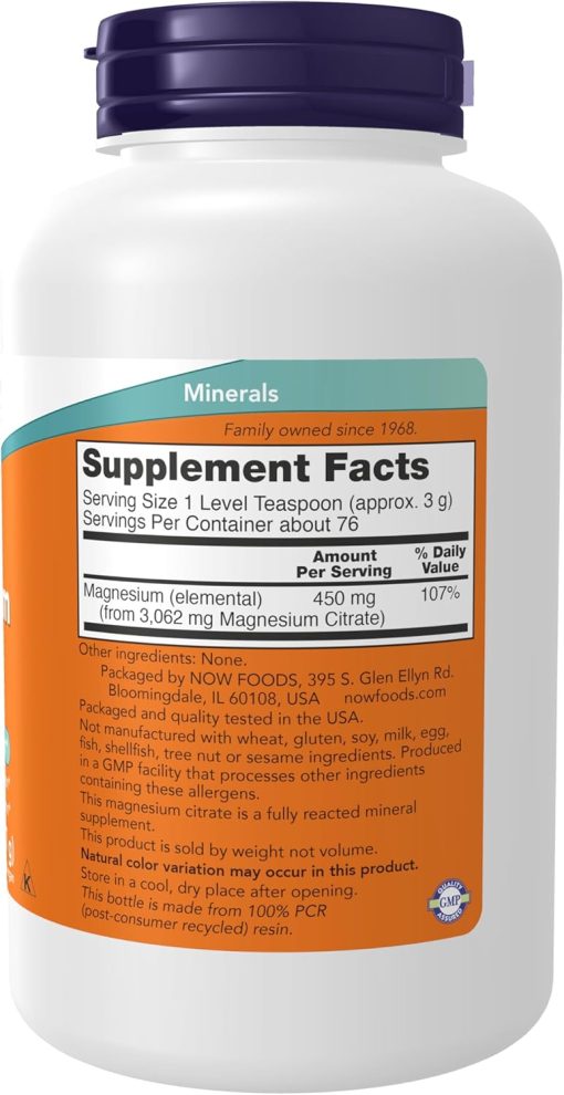 Now Magnesium Citrate Pure Powder - 227 gram