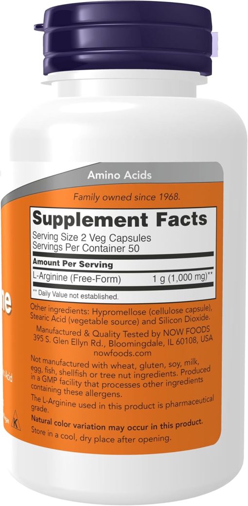 Now L-Arginine (500 mg) - 100 veg capsules