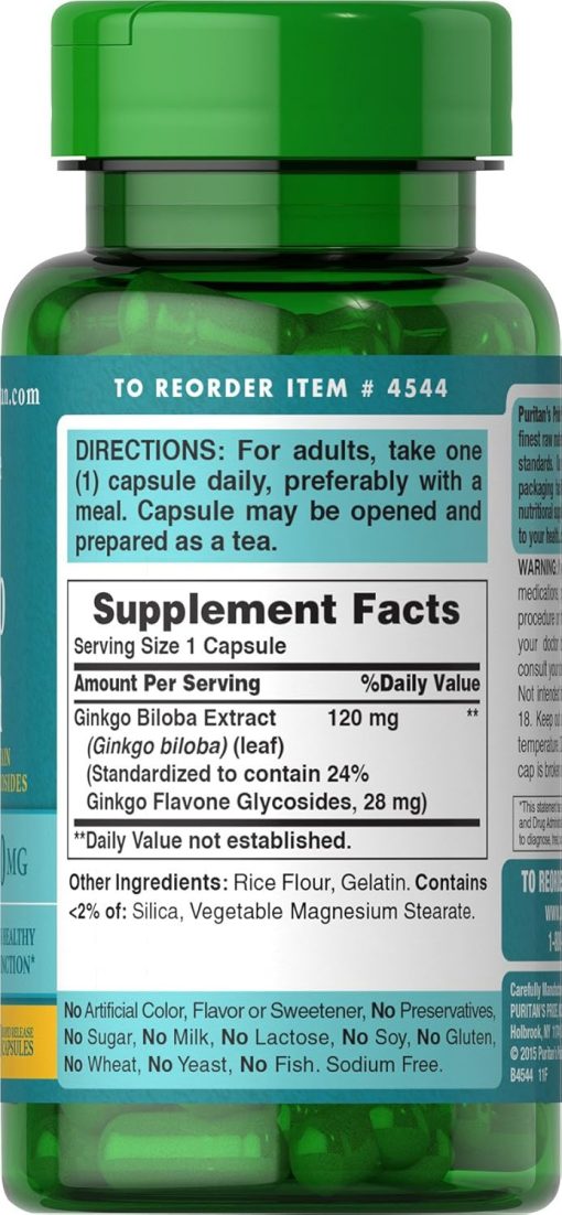 Puritan's Pride Ginkgo Biloba (120 mg) - 100 capsules