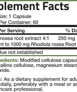 Bronson Rhodiola Rosea - 60 vegetarian capsules