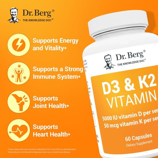 Dr.Berg Vitamin D3 (5,000 IU) + K2 (50 mcg) - 60 capsules