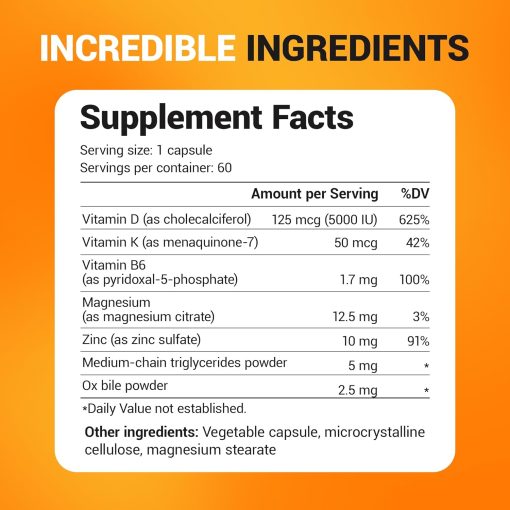 Dr.Berg Vitamin D3 (5,000 IU) + K2 (50 mcg) - 60 capsules