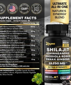 Zoyava Shilajit Ashwagandha Panax Ginseng (15,250 mg) - 180 veggie capsules