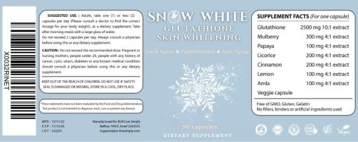 Snow White Glutathione Skin Whitening (7,000 mg) - 90 capsules