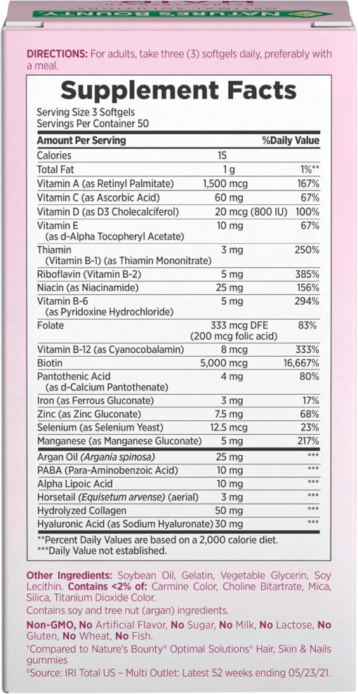 Nature's Bounty Hair, Skin & Nails Advanced with Biotin (5,000 mcg) - 150 softgels
