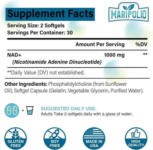 Maripolio Liposomal NAD+ 1,000 mg - 60 softgels