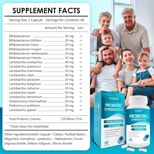 Canlist Health Probiotic 3 Prebiotics (120 Billion CFU) - 60 capsules