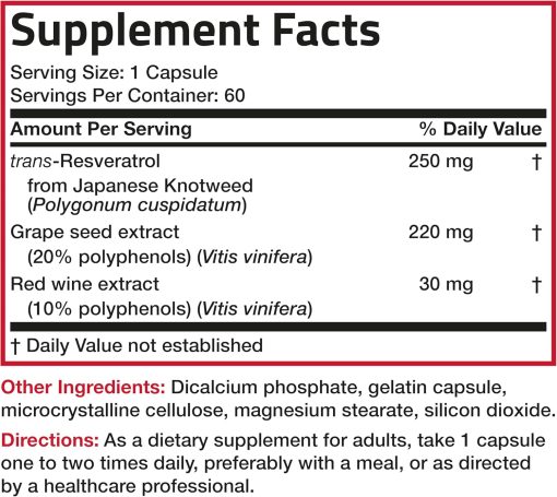 Bronson Resveratrol Complex (500 mg) - 60 capsules