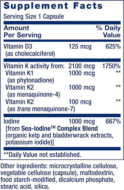 Life Extension Vitamins D and K with Sea-Iodine - 60 capsules