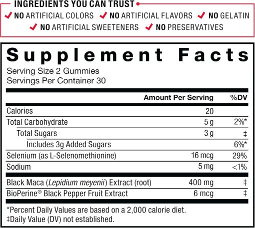 Force Factor Black Maca Gummies Passion Berry - 60 gummies