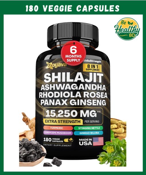 Zoyava Shilajit Ashwagandha Panax Ginseng (15,250 mg) – 180 veggie capsules