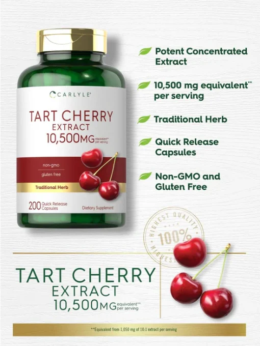Carlyle Tart Cherry Extract (10,500 mg) - 200 capsules