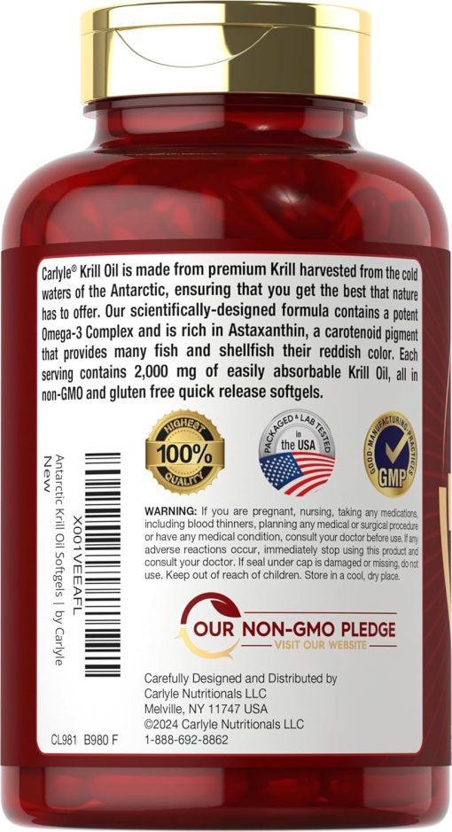 Carlyle Antartic Krill Oil (2,000 mg) Omega-3 with Astaxanthin - 120 softgels