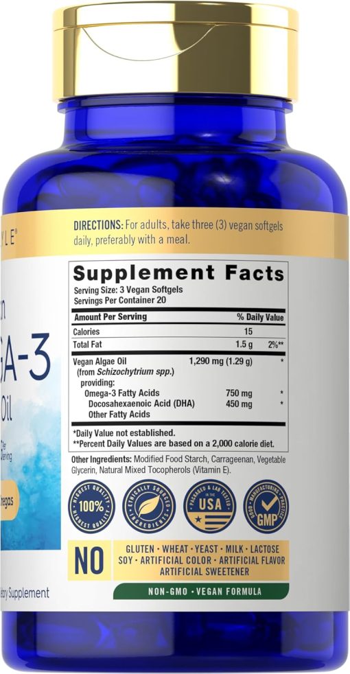 Carlyle Vegan Omega-3 Algae Oil (1290 mg) - 60 softgels