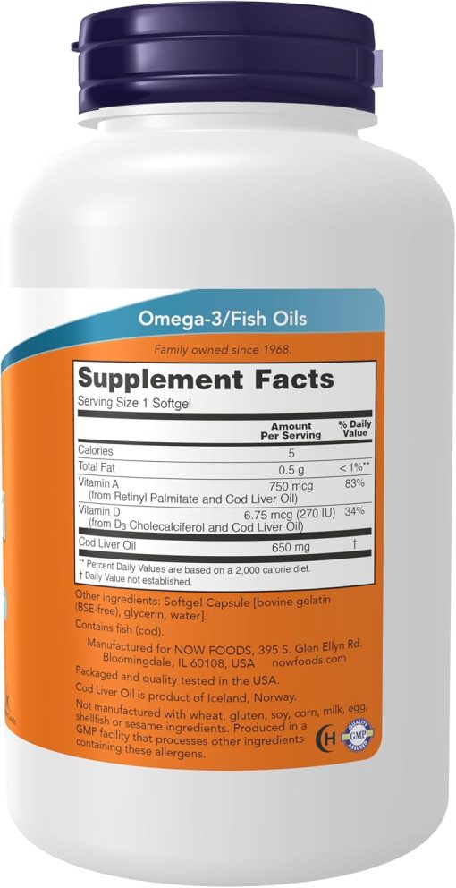 Now Cod Liver Oil (650 mg) - 250 softgels