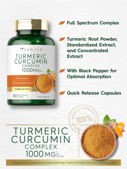 Carlyle Turmeric Curcumin Complex (1,000 mg) - 180 capsules