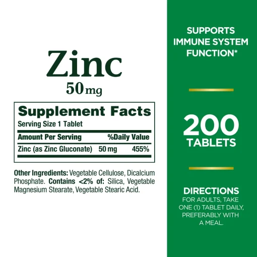 Nature's Bounty Zinc (50 mg) - 200 tablets