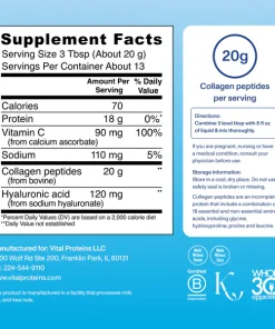 Vital Proteins Collagen Peptides Advanced + Hyaluronic Acid + Vitamin C Unflavoured - 265 gram