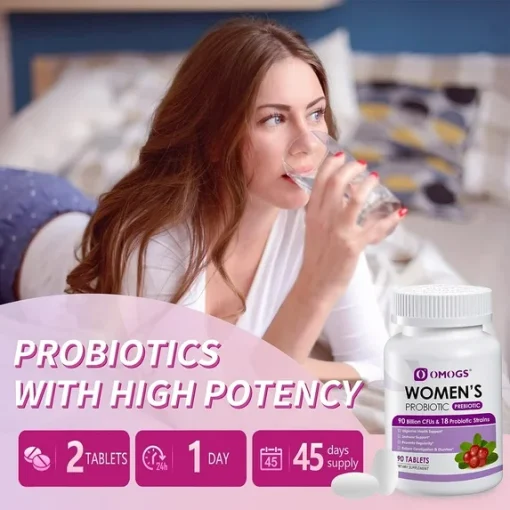 Omogs Women's Probiotic Prebiotic (90 billion CFUs & 18 Strains) - 90 tablets