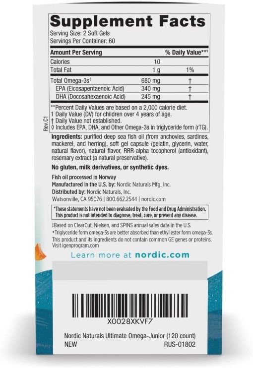 Nordic Naturals Ultimate Omega-3 Junior (680 mg) - 120 mini softgels