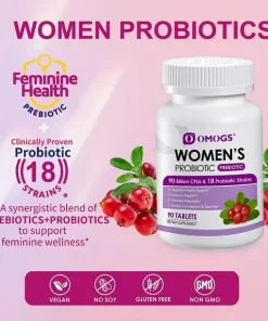 Omogs Women's Probiotic Prebiotic (90 billion CFUs & 18 Strains) - 90 tablets