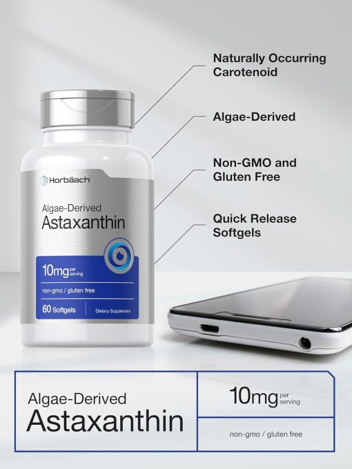 Horbaach Astaxanthin Algae-Derived (10 mg) - 60 softgels