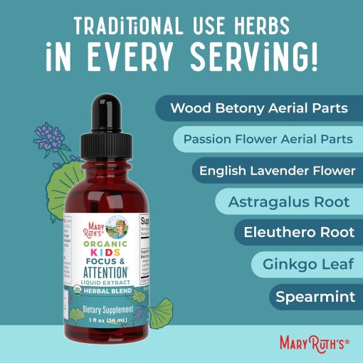 Mary Ruth's Kids Focus & Attention Liquid Extract Organic - 30ml
