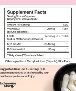 Wholesome Story Myo & D-Chiro Inositol with MTHF, Folate + Vitamin D3 - 120 vegetarian capsules