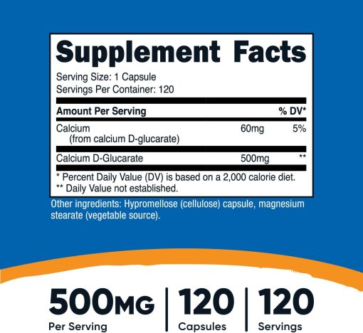 Nutricost Calcium D-Glucarate (500 mg) - 120 capsules