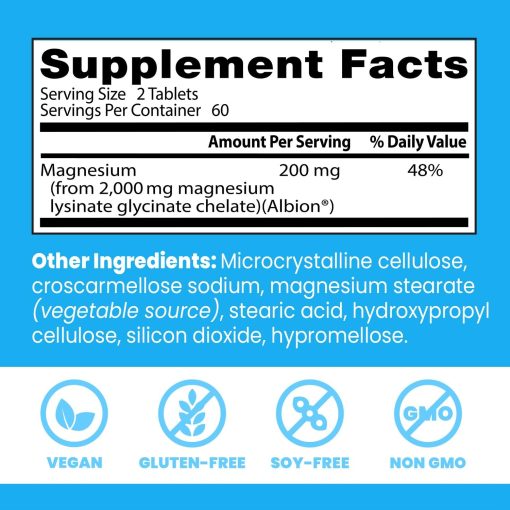 Doctor's Best Magnesium Lysinate Glycinate (200 mg) - 120 tablets