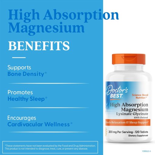 Doctor's Best Magnesium Lysinate Glycinate (200 mg) - 120 tablets