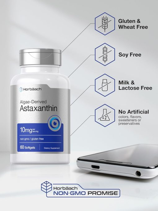 Horbaach Astaxanthin Algae-Derived (10 mg) - 60 softgels