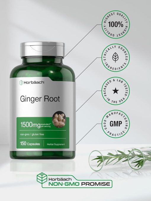 Horbaach Ginger Root (1,500 mg) - 150 capsules