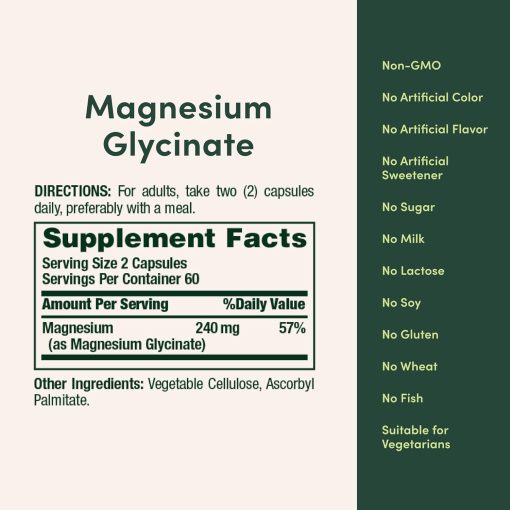 Nature's Bounty Magnesium Glycinate (240 mg) High Absorption - 120 capsules