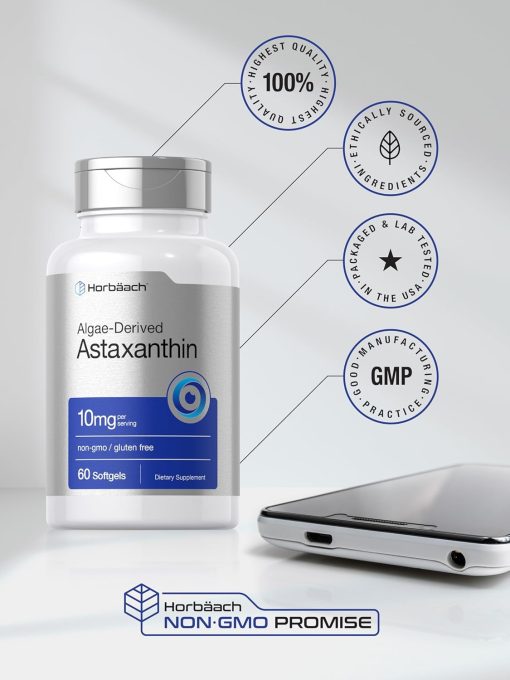 Horbaach Astaxanthin Algae-Derived (10 mg) - 60 softgels