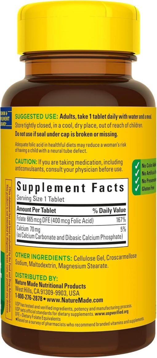 Nature Made Folic Acid (400 mcg) - 250 tablets