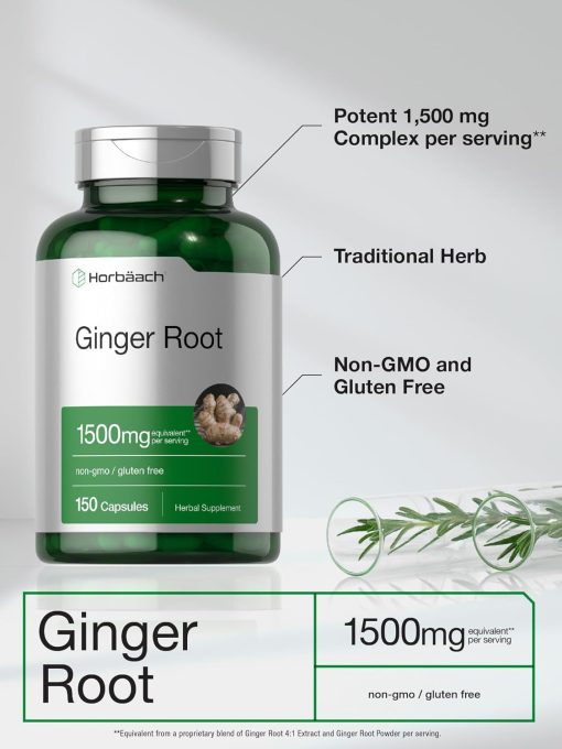 Horbaach Ginger Root (1,500 mg) - 150 capsules