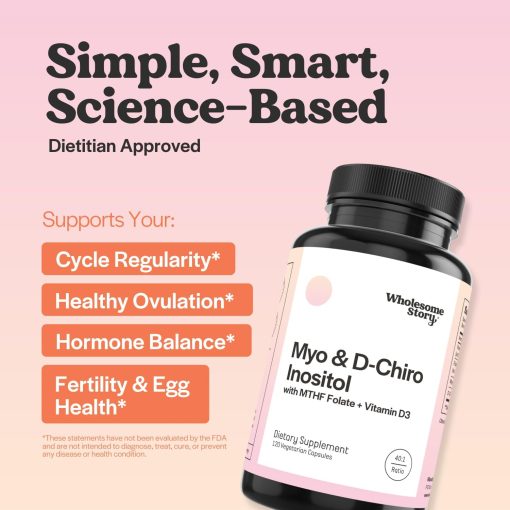 Wholesome Story Myo & D-Chiro Inositol with MTHF, Folate + Vitamin D3 - 120 vegetarian capsules