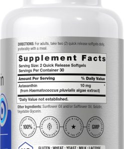 Horbaach Astaxanthin Algae-Derived (10 mg) - 60 softgels