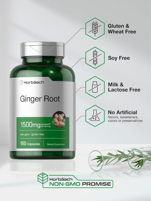 Horbaach Ginger Root (1,500 mg) - 150 capsules