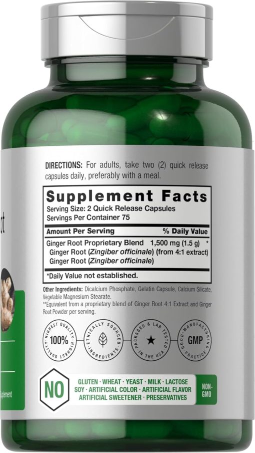 Horbaach Ginger Root (1,500 mg) - 150 capsules