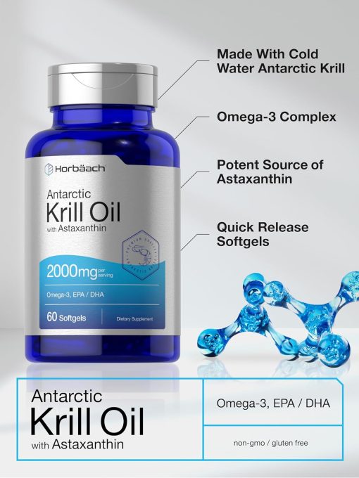 Horbaach Krill Oil with Astaxanthin (2,000 mg) - 60 softgels
