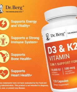 Dr.Berg Vitamin D3 (10,000 IU) + K2 (100 mcg) - 120 capsules