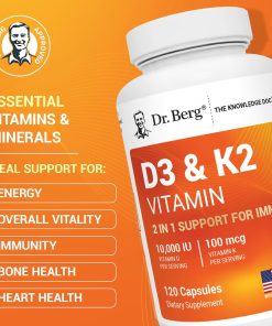 Dr.Berg Vitamin D3 (10,000 IU) + K2 (100 mcg) - 120 capsules