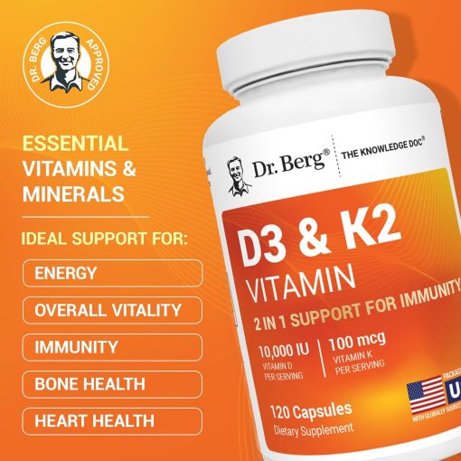 Dr.Berg Vitamin D3 (10,000 IU) + K2 (100 mcg) - 120 capsules